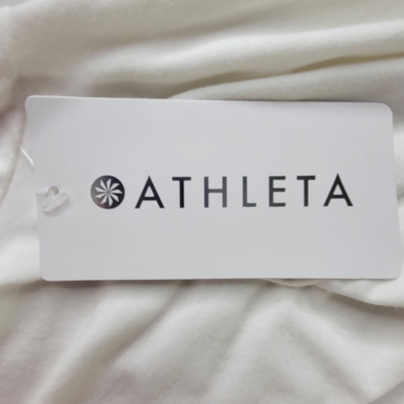 Athleta Wilder Long Sleeve Dress Size L White Ruching Tuck Detail Pullover New - Picture 4 of 11